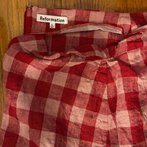 Reformation Gingham Linen Skirt Womens S Cottagecore Summer